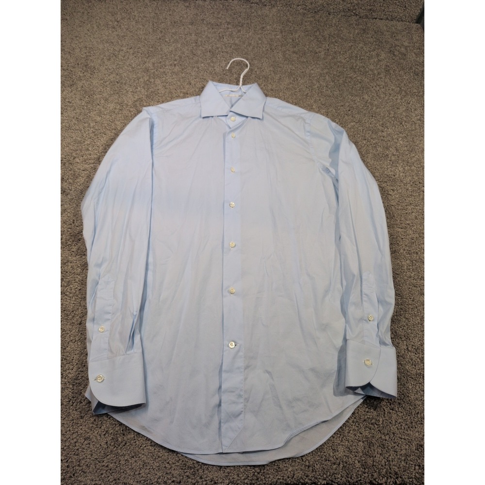 Suitsupply Mens Light Blue Albini 1876 Fabric‎ Spread Collar Dress Shirt